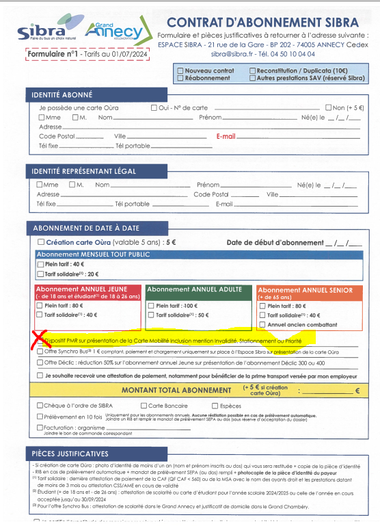 L'abonnement de bus SIBRA gratuit